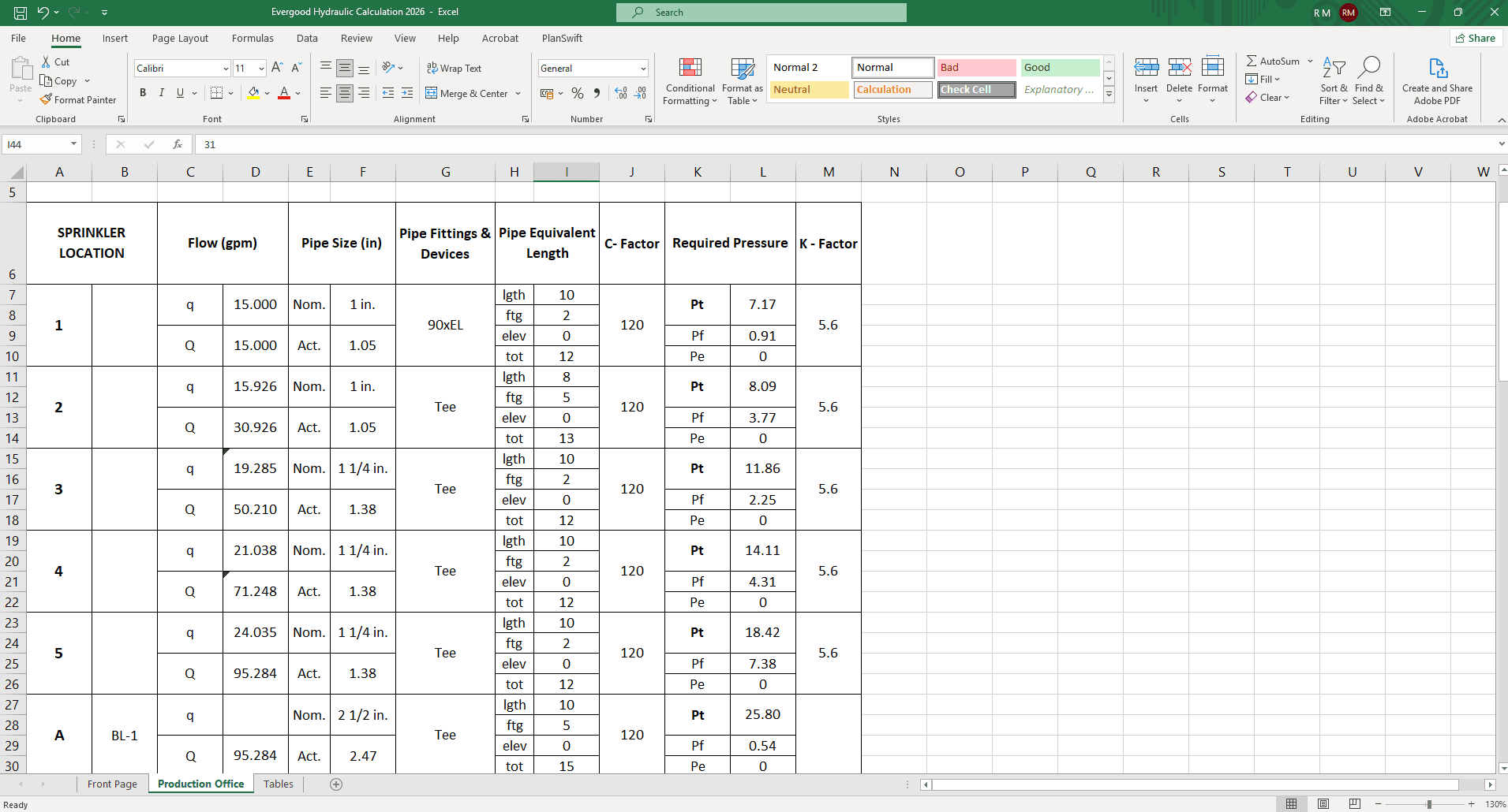 Hydraulic calculation automation